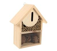 FONDOTIN Wooden Hanging Bee House Natural Insect Shelter for Garden Pollination Nesting Habitat Decorative Bee Hive for Outdoor Walls