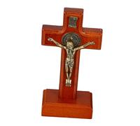 FONDOTIN Wooden Jesus Wall Crucifix with Stand Catholic Cross Home Decor Intricately Engraved Religious Accent for Prayer Office and Sanctuary Decorations