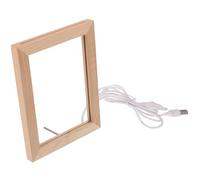 FONDOTIN Wooden LED Photo Frame Night Light with USB, Luminous Tabletop Picture Frame with Three-Color White and Warm Light, 170X130Mm Decorative Bedroom Desk Lamp