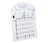 FONDOTIN Wooden Perpetual Calendar Retro Wall Calendar Forever Perpetual Block Home Yearly Never Ending Desktop Dear Coastal Stylish Mdf White