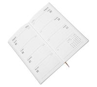FONDOTIN Work Planner Notebook with Hourly Appointment Schedule Academic and Lesson Planner for School and Office White Leather Cover Daily To Do List Notepad for Efficient Management
