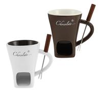 Fondue Mug, 2 Sets Ceramic Chocolates Fondue Mugs Set, Sweet Fondue Cup Kit, Chocolates Melting Mug, Butter Warmer Set, Fondue Pot Melting Pot Set, Melt Hot Pot Bowl Set for Cheese Chocolate Butter