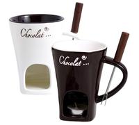 Fondue Mug, 2Pcs Chocolate Fondue Mug Set with Fork, Heat-Resistant Ceramic Cup, Reusable Chocolate Melting Cup for Birthday Wedding Home Red