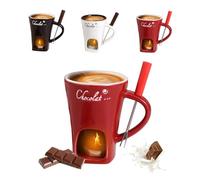 Fondue Mug,Ceramic Chocolate Fondue Mug,Melting Butter Pot with Fork, Cheese Warmer Cup, Butter Fondue Heated for Cheese Chocolate Butter