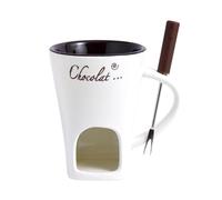 Fondue Mug, Chocolate Fondue Mug, Chocolate Melting Cup with Fork, Melting Love Cup Melting Chocolate Mug Fondue Heated with a Tealight, Warmer Mug for Candy Snack Caramel Party (White)