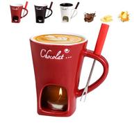 Fondue Mug, Chocolate Fondue Mug, Chocolate Melting Cup with Forks, Melt Hot Pot Cup Set, Melting Mugs for Chocolates, Cheese, Butter (#A)