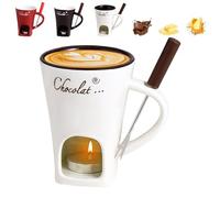 Fondue Mug, Chocolate Fondue Mug, Chocolate Melting Cup with Forks, Melt Hot Pot Cup Set, Melting Mugs for Chocolates, Cheese, Butter (#B)