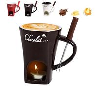 Fondue Mug, Chocolate Fondue Mug, Chocolate Melting Cup with Forks, Melt Hot Pot Cup Set, Melting Mugs for Chocolates, Cheese, Butter (#C)