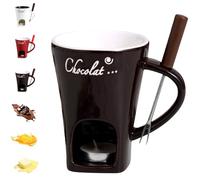 Fondue Mug, Chocolate Melting Cup, Chocolate Fondue Mug, Melting Love Cup, Hot Meltie Cheese Sets Heated with a Tealight Warmer for Candy Snack Caramel Party Tea Light