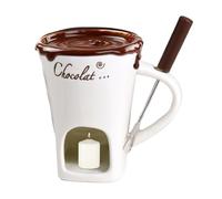 Fondue Mug - Portable, with Fork,Chocolate Melting Cup,Ceramic Butter Warmers Pot Set |Meltie Cup,for Cheese Dipping Butter Dessert Beverage Dinner Wedding Party
