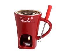 Fondue Mugs with Forks - Ceramic Chocolate Melting Cup, Butter Warmers Pot, Candle Minis Simmer Mug, Melting Mugs for Chocolate, Cheese, Butter