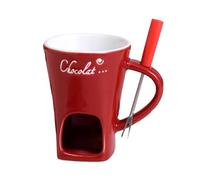 Fondue Pot Set,Ceramic Chocolate Fondue Cup Set,Mini Ceramic Fondue Mugs Gift Set,Ceramic Butter Warmer Set,Fondue Pot Melting Pot Set,Melt Hot Pot Bowl Set,for Cheese Chocolate Butter (Red)
