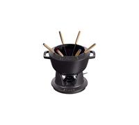 Fondue Set with 6 Forks Suitable for Cheese Chocolate and Meat Fondue Cast Iron