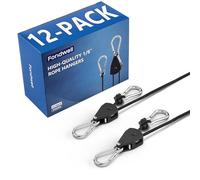 Fondwell 12-Pack 1/8" Adjustable Rope Hangers, Ratchet Tie Down Strap with Reinforced Metal Internal Parts, Pulley System for Hanging Plants Grow Light and Tie-Downs for Various Purposes