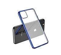 fonefunshop Case Compatible with iPhone 11 Pro Clear Silicone With Blue Edge