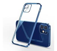 fonefunshop Case Compatible with iPhone 12 Mini Clear Silicone With Blue Edge