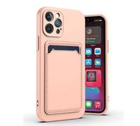 fonefunshop Case Compatible With iPhone 14 Plus 15 Plus Silicone Card Holder Protection in Pink