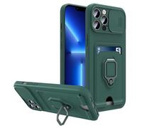 fonefunshop Case For iPhone 13 Green Multi Function with Magnetic Ring Holder Camera Shutter