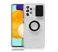 fonefunshop Compatible With A42 SM-A426B 5G - Black Case With Camera Protection Hand Ring