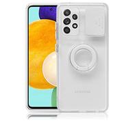 fonefunshop Compatible With A42 SM-A426B 5G - White Case With Camera Protection Hand Ring