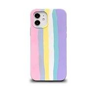 fonefunshop Compatible With iPhone 12 Mini - Rainbow Brighton Rock Liquid Silicone Cover Case