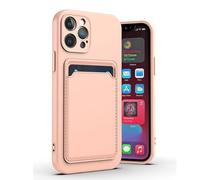 fonefunshop Silicone Card Holder Protection Case Compatible with iP 14 Plus/15 Plus in Pink