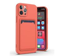 fonefunshop Silicone Card Holder Protection Case Compatible with iPhone 14 Plus/15 Plus in Pink Citrus