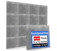 Foneso Mass Loaded Vinyl Sound Proof Barrier, Anti Vibration Deadening Soundproofing Material, Reduces Noise, 12"x12", Thick 80 mil (2mm) (12 Pack)
