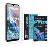 Fonetek, for Realme C35 Pack of 3, TEMPERED GLASS Screen Protector LCD Guard Case Cover - Clear