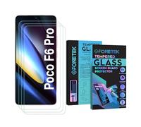 Fonetek For Xiaomi Poco F6 Pro, Pack of 3, TEMPERED GLASS Screen Protector LCD Guard Case Cover - Clear