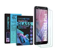 Fonetek® Pack of 3, To Fit Nokia C01 Plus, TEMPERED GLASS Screen Protector Guard Case Covers for Nokia C01 Plus