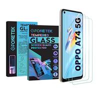 Fonetek® Pack of 3, To Fit OPPO A74 5G, TEMPERED GLASS Screen Protector Guard Case Covers for OPPO A74 5G