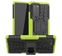 Fonetek® To Fit Samsung Galaxy S10 Lite (6.7"), Tough Armour [Tyre Tread] Slim Stylish Defender Heavy Duty Shockproof Case Cover with Kick Stand + LCD Screen Protector Guard (GREEN)