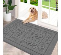 FONEYI Indoor Doormat, Front Back Door Mat 32"x40" Washable, Rubber Backing Non Slip Door Mats, Low-Profile Absorbent Entrance Doormats Inside Floor Mats for Entryway, Resist Dirt Entry Rugs, Grey