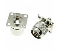 FonFou 2Pcs N Male To SMA Female Plug 4 Hole Flange Panel Mount Nickel Plated RF Connector Coaxial Adapters