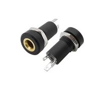 FonFou 2Pcs PJ-392A 3.5mm 3Pin Audio Jack Socket 3 Pole Solder Panel Mount Connector 3.5 Mm Headphone Female With Nut Black