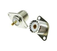 FonFou 2pcs UHF PL259 SO239 Coax Connector Socket UHF Female 2 Hole Flange Panel Mount Solder Cup Brass Straight Coaxial RF Adapters