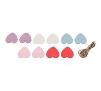 FONGKNOX 10 Pcs Wooden Hearts Ornaments Coulorful Mini Wood Heart Wooden Embellishment Scrapbooking Craft Blank Cutout Tags for Craft DIY Wedding Party