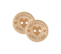 FONGKNOX 100 Pcs Wooden Buttons 25mm Round Handmade Wood Buttons with Love Heart Patterm Decorative Button for Sewing DIY Handmade Gifts Decor