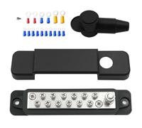FONGKNOX 12V to 48V 150A Busbar Set 12-Way 12 Terminals Black Power Distribution Block M6 Terminal Studs with Black Cover Positive for Car Van RVs Trailers Trucks Boats Yacht Batteries DIY Projects