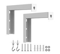 FONGKNOX 2 PCS Universal Projector Screen with L Bracket, Adjustable Extension, with Hook for Manual Wall or Ceiling Mount (White)