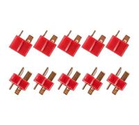 FONGKNOX 20pcs T-Plug Connectors, 10pcs Male & 10pcs Female, Gold-Plated Copper, Nylon, Red, 12 AWG, Deans Style, 25A, 500V DC