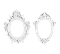 FONGKNOX 2PCS Resin Photo Frame White Vintage Picture Frame Oval Antique Table Top Wall Mounting Photo Frame for Baroque Home Decor Photo Display Gallery Art White