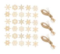 FONGKNOX 30 Pcs Wooden Snowflake 50mm Unfinished Wooden Ornaments Snowflake Cutouts Hollowed Snowflakes Blank Wood Hanging Slices for Crafts DIY Xmas Tree Decorations