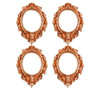FONGKNOX 4pcs Mini Resin Photo Frames Vintage Miniature Picture Frame Golden Oval Antique Frame for Handmade Crafts Making Lovely Home Wall Decorations