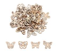 FONGKNOX 50 Pcs Wooden Butterfly Cutouts - Unfinished Wooden Pieces - Butterfly Shaped Wood Embellishments for DIY Holiday Party Decoration