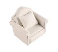 FONGKNOX Dollhouse Armchair Sofa Miniature Mini Couch furniture with Pillow 1/12 Scale Accent Chair for Mini House Furniture Upholstered Sofa Dolls House Supplies White