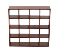 FONGKNOX Dollhouse Bookshelf 16 Grid Mini Display Shelf 1:12 Miniature Bookshelf Wall Rack Stand Wooden Dollhouse Furniture Dollhouse Accessories Decorations Walnut Color