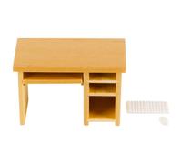 FONGKNOX Dollhouse Computer Desk 1/12 Scale Miniature Furniture Wooden Computer Desk with Mouse for Doll House Decoration Mini House Accessories