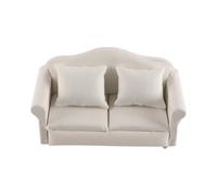 FONGKNOX Dollhouse Loveseat Miniature Mini Couch furniture with Pillow 1/12 Scale Accent Chair for Mini House Furniture Upholstered Sofa Dolls House Supplies White